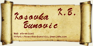 Kosovka Bunović vizit kartica